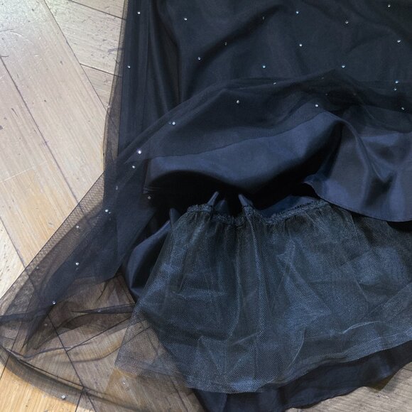 Vtg 90s Y2K Black Tulle Retro 50s Pinup Strapless Prom Tea Cupcake Swing Dress - Picture 4 of 7